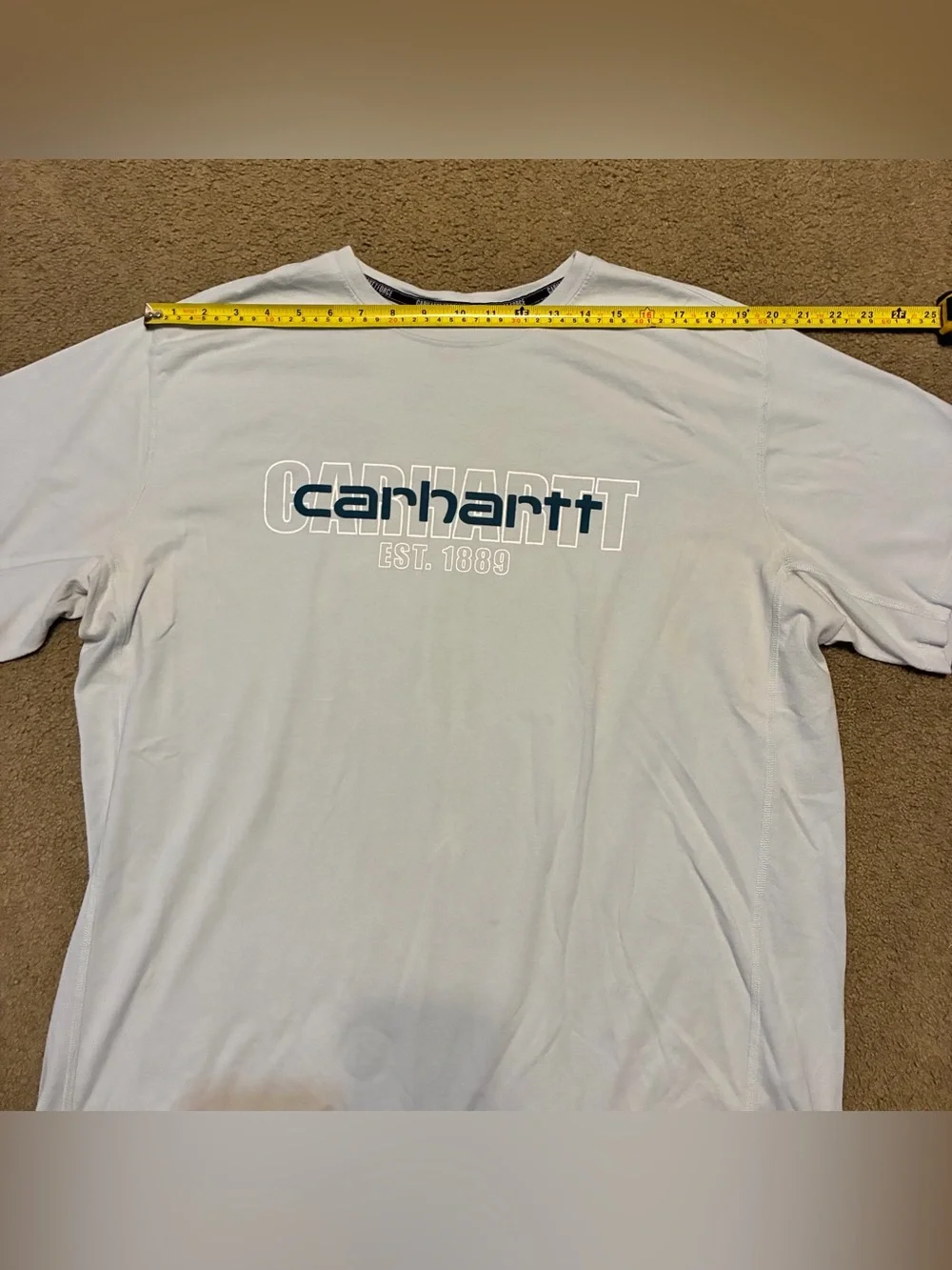 Carhartt Force Relaxed T-Shirt Size XL Workwear New Hype Mirrored Text Blue Top
